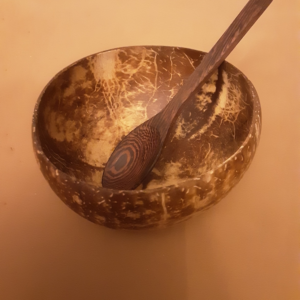 Coconut bowl set with spoons (353) - Picture 3 of 8